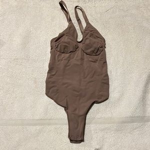 SKIMS Brown Seamless Scoop Neck Bodysuit